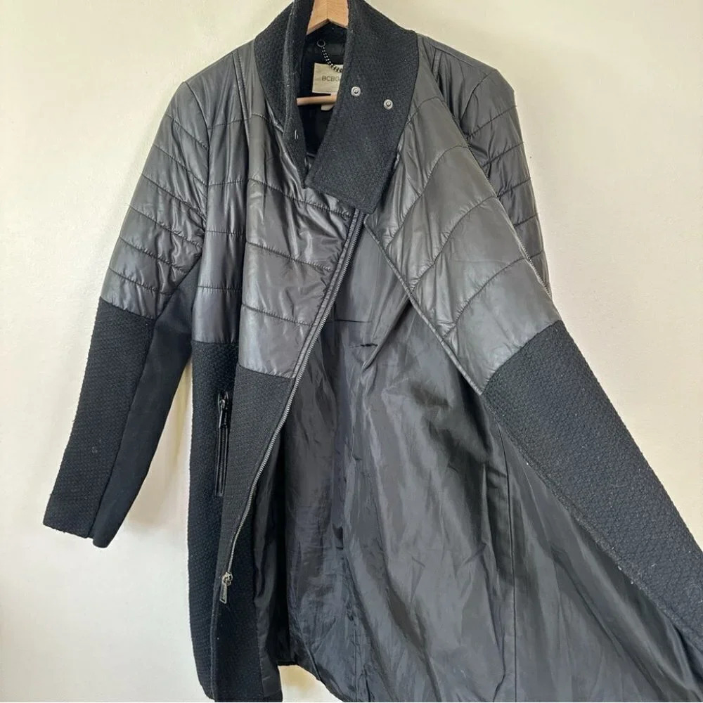 BCBGeneration Quilted Textured Long Asymmetric Zipper Jacket - Picture 12 of 16